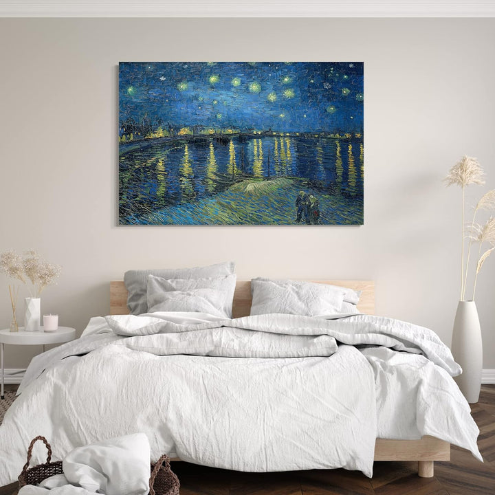 Printed Paintings Leinwand (100x70cm): Vincent Van Gogh - Sternennacht über die Rhône (1888) 100x70