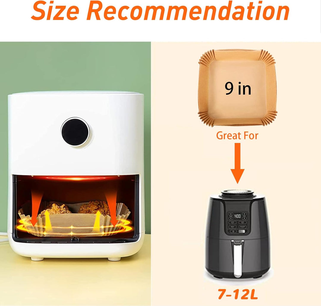 Backpapier für Heissluftfritteuse, 23-27cm 200 Stück Backpapier Airfryer Antihaft-Einweg Pergamentpa
