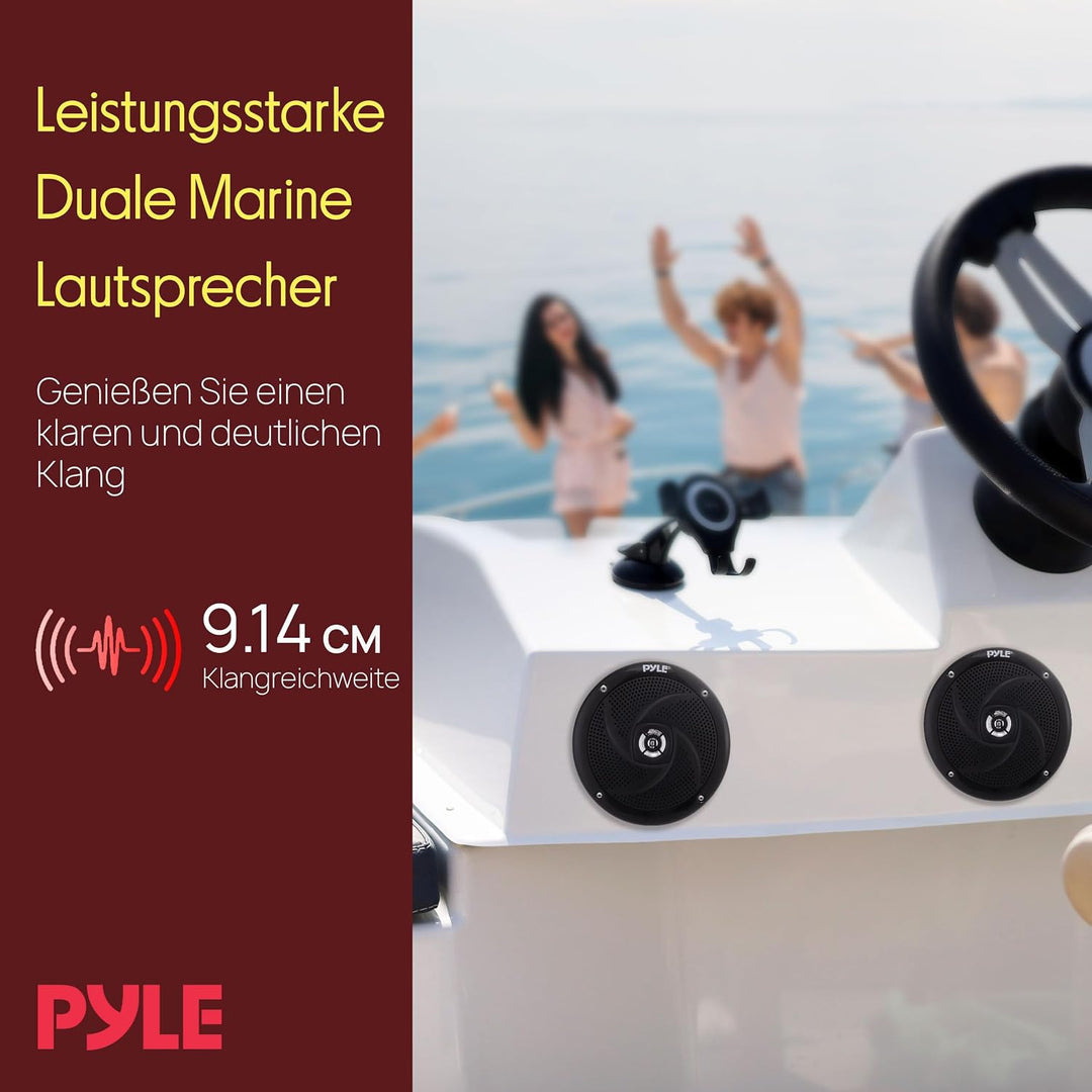 Pyle Marine Speakers - 5.25 Inch Low Profile Slim Style Waterproof Wakeboard Tower and Weather Resis