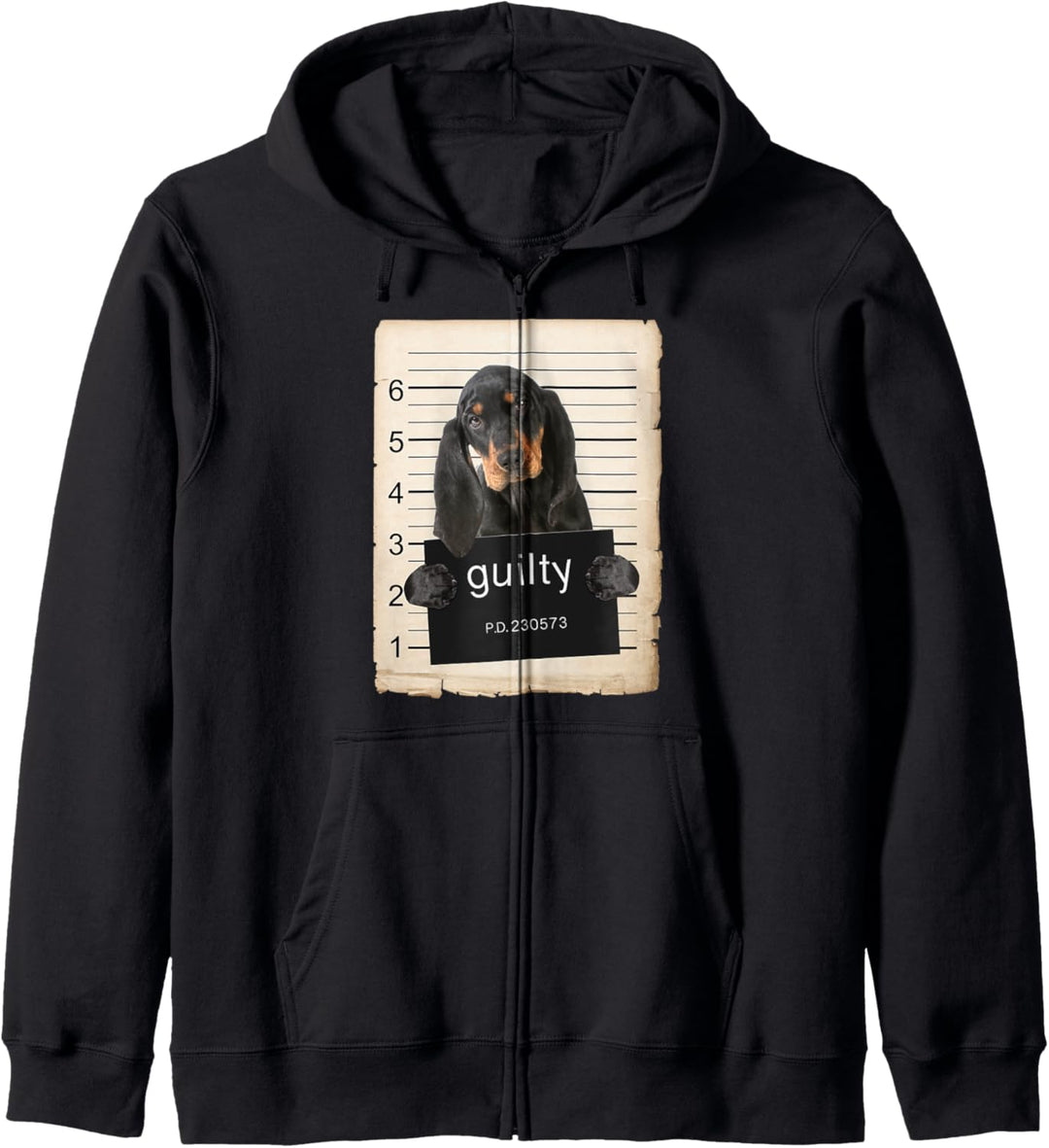 Black and Tan Coonhound Dog mug shot Kapuzenjacke