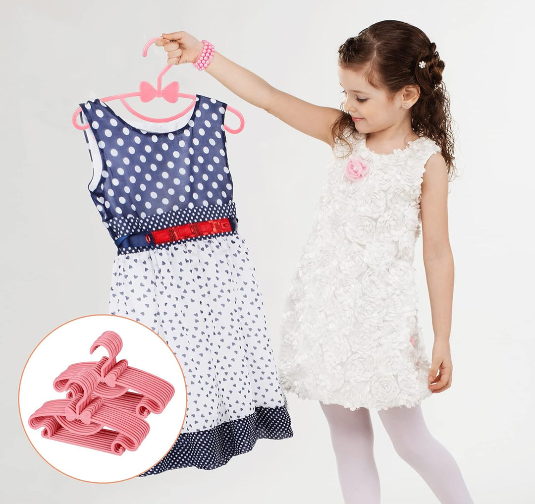 Baby Kleiderbügel Rosa, 40 Stück Babykleiderbügel Set mit Süssen Bögen, rutschfest Kinderkleiderbüge