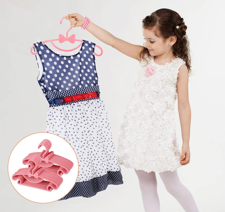 Baby Kleiderbügel Rosa, 40 Stück Babykleiderbügel Set mit Süssen Bögen, rutschfest Kinderkleiderbüge