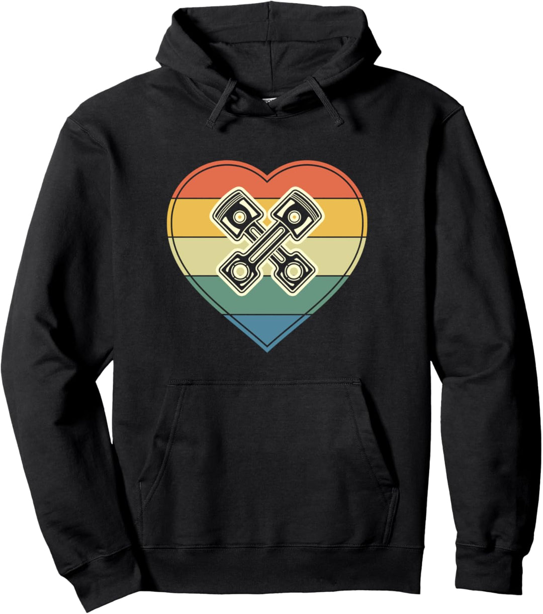 Motor Kolben Herz Vintage-Retro-Style für coole Mechaniker Pullover Hoodie
