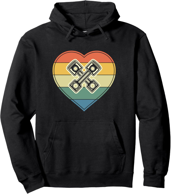 Motor Kolben Herz Vintage-Retro-Style für coole Mechaniker Pullover Hoodie