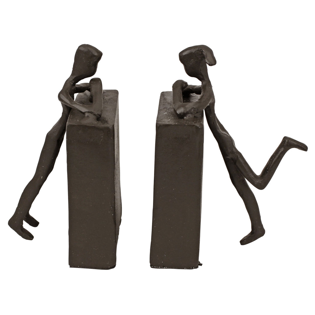 Design Toscano Über dem Buchregal, Figuren aus Eisenguss
