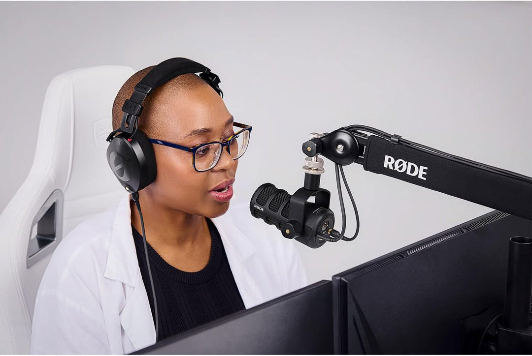 Rode Podmic USB XLR Podcast Sprecher-Mikrofon + keepdrum MS032 Tisch-Stativ PodMic USB black, PodMic