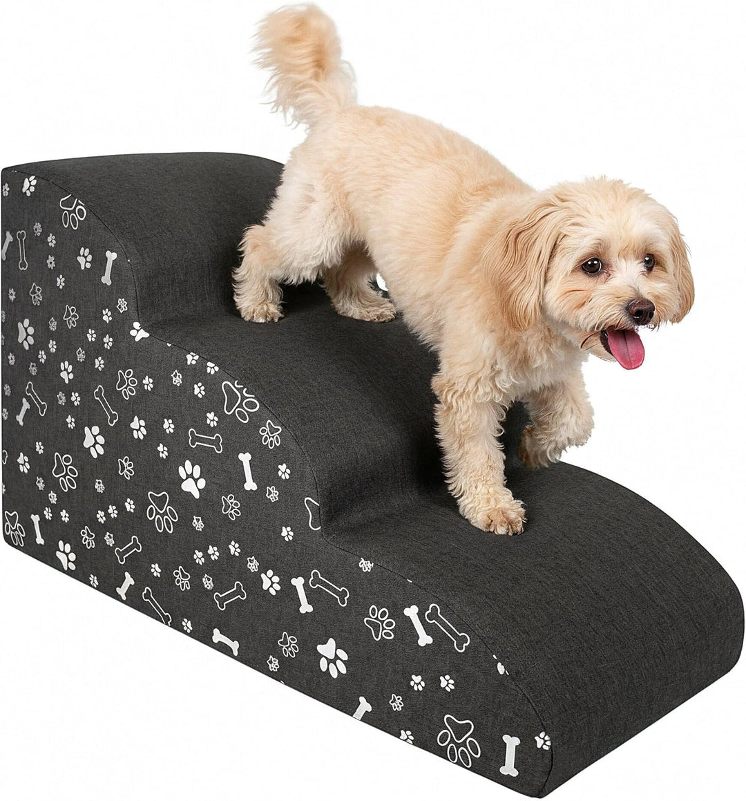 Hundetreppe 3 Stufen - 60 x 30 x 40 cm - rutschfest Weich für Kleine Hunde Haustiertreppe Stabil Sic