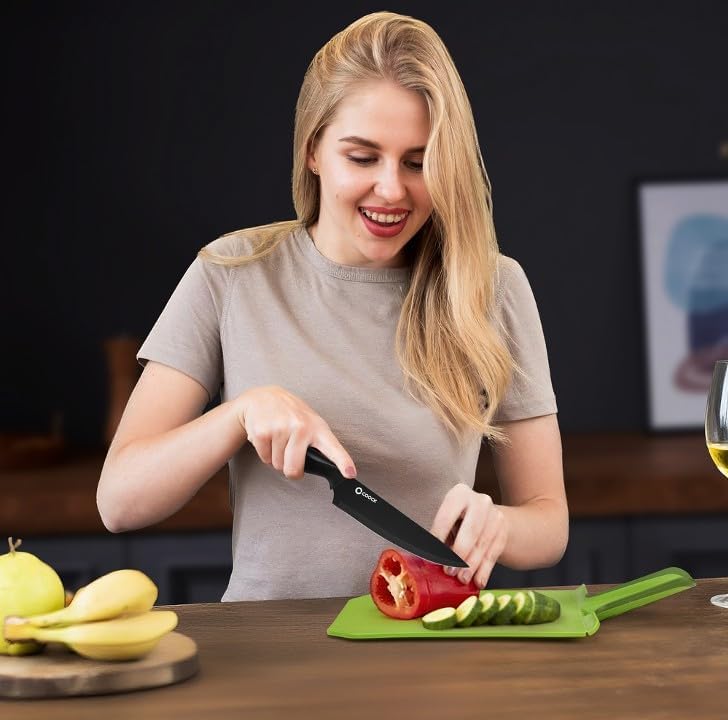 Messerset 15-teilig mit Messerblock, Faltbarem Schneidebrett & Messerschärfer – Premium Edelstahl Kü