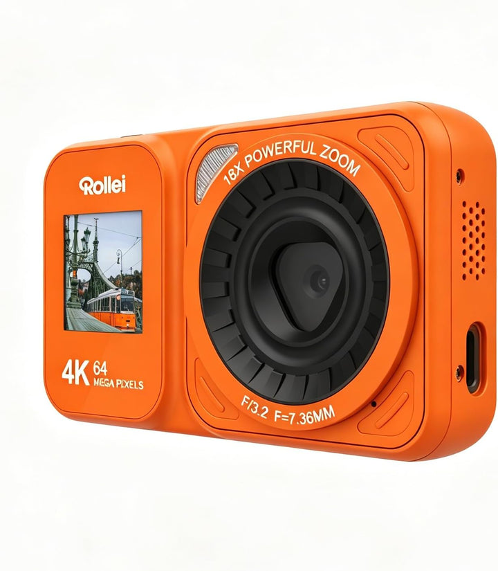 Rollei C5i Stativ Kamera Orange, 156cm Leichtes Fotostativ aus Carbon Reisestativ mit Kugelkopf & St