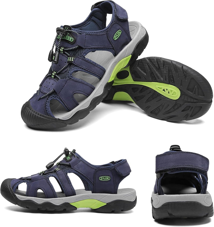 Sandalen Herren Leder Strand Wandersandale Trekkingsandalen Outdoorschuhe Sommer Freizeitschuhe Wand