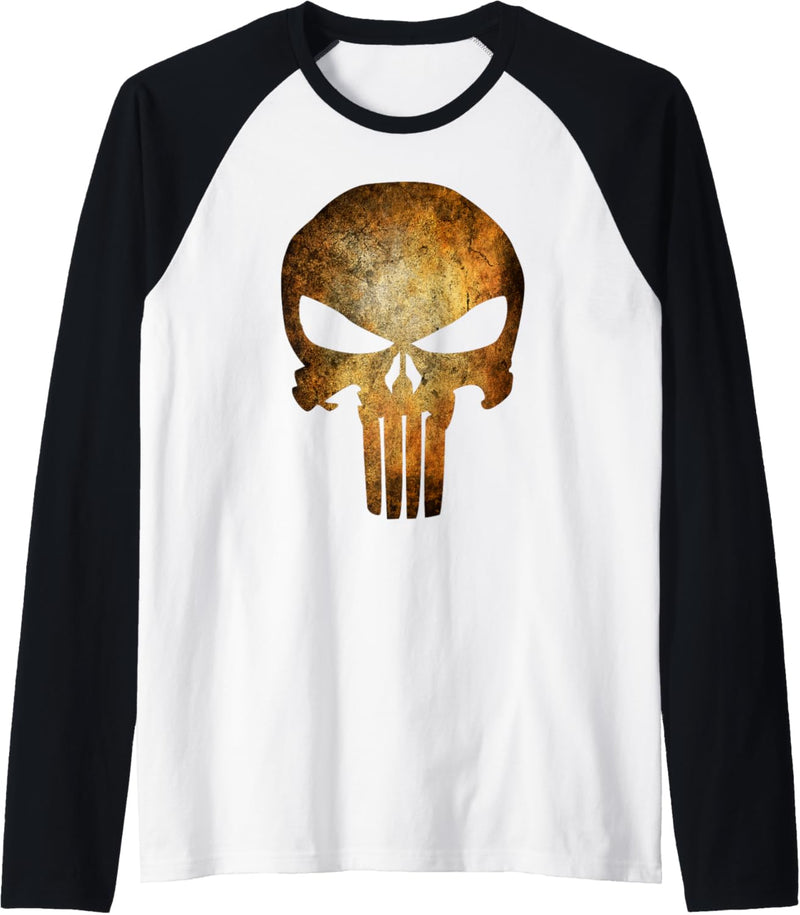 Marvel Punisher Rusted Skull Logo Raglan