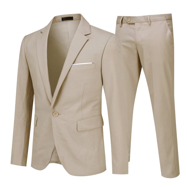 Allthemen Herrenanzug 2 Teilig Slim Fit Anzüge Business Hochzeitanzug für Männer S Beige, S Beige