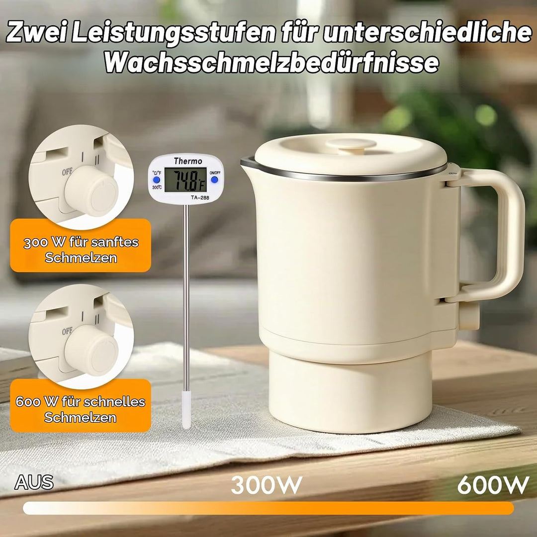 Ambesty Elektrischer Wachsschmelzer für Kerzenherstellung, 1L Wachsschmelztopf mit Ausguss, Antihaft
