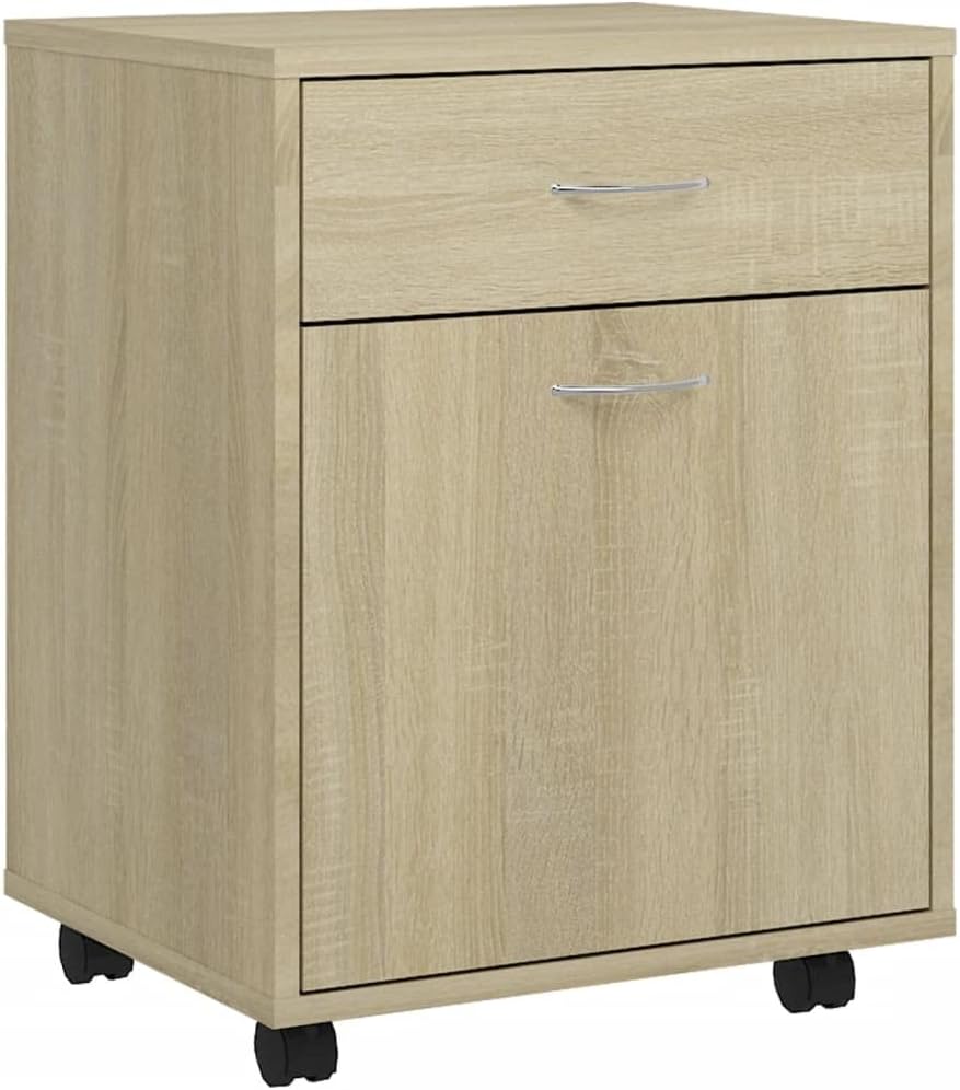 Rollcontainer mit 1 Tür und 1 Schublade, Rollschrank Rollwagen Schubladencontainer Bürocontainer Bür