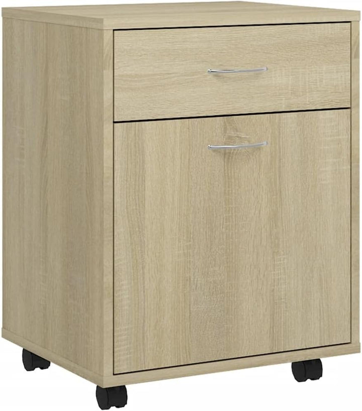 Rollcontainer mit 1 Tür und 1 Schublade, Rollschrank Rollwagen Schubladencontainer Bürocontainer Bür