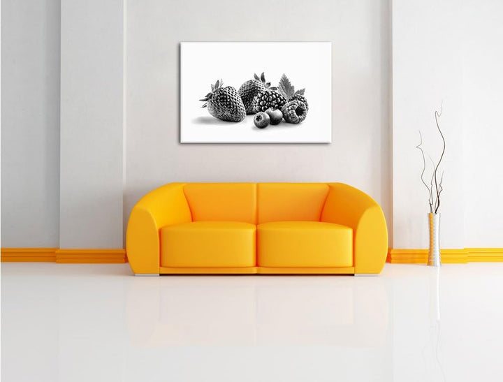 Monocrome, Frisches Obst, Format: 100x70 auf Leinwand, XXL riesige Bilder fertig gerahmt mit Keilrah