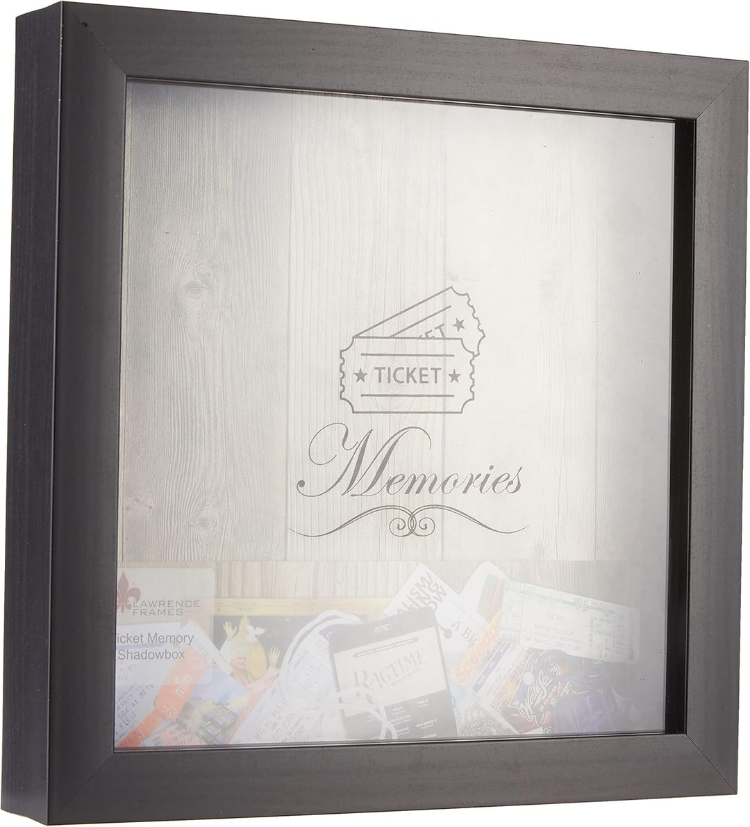 Lawrence Frames Black Shadow Box Tickethalter, 25,4 x 25,4 cm Schwarz, Schwarz