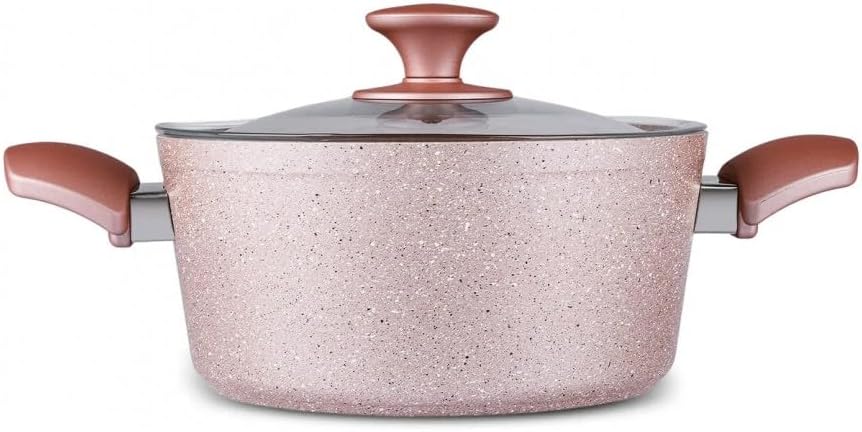 Karaca Biogranit Rosegold Induktions Kochtopf Set, 7 Teilig - Hochwertiges Kochgeschirr mit Antihaft