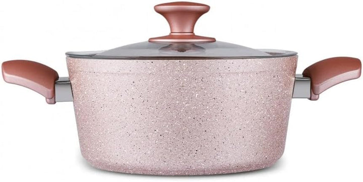 Karaca Biogranit Rosegold Induktions Kochtopf Set, 7 Teilig - Hochwertiges Kochgeschirr mit Antihaft