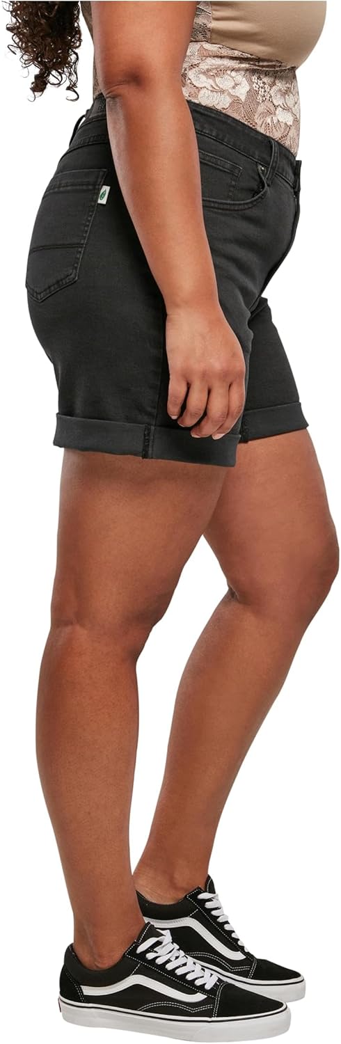Urban Classics Damen Ladies Organic Stretch Denim 5 Pocket Shorts Jeans-Shorts 26 Black Washed, 26 B