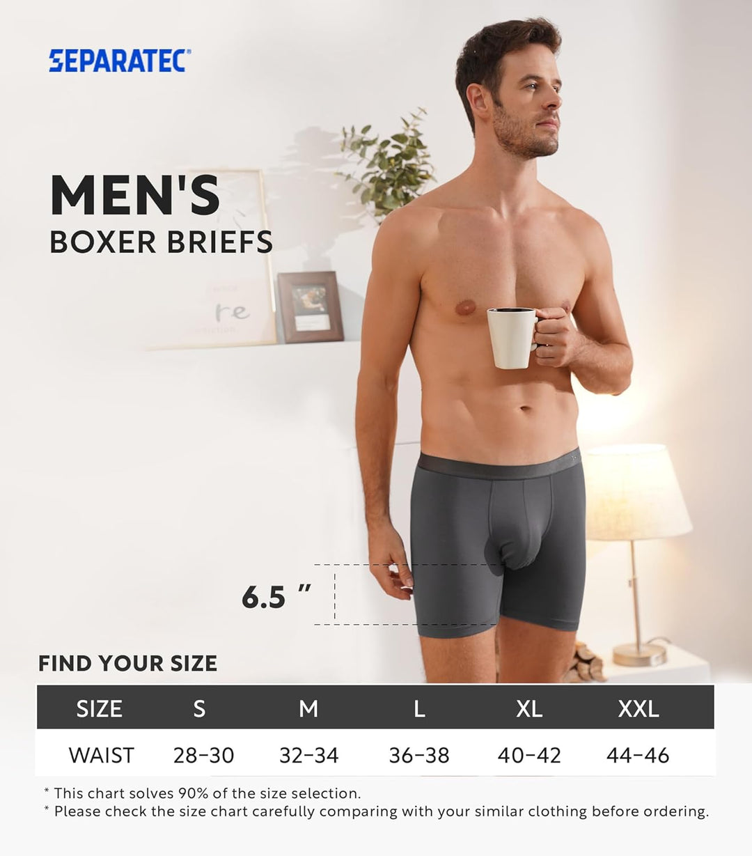 Separatec Boxershorts Herren Bambus Rayon Atmungsaktiv Weich Männer Unterhosen mit Doppelter Beutel
