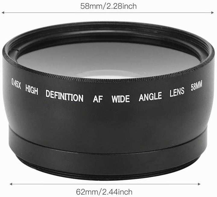 58mm Kamera Weitwinkelobjektiv, 0,45X Weitwinkel Makroobjektiv Universal für Canon für Nikon für Son