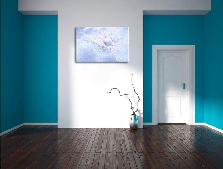 Pixxprint Tautropfen Pusteblume / 100x70cm Leinwandbild bespannt auf Holzrahmen/Wandbild Kunstdruck