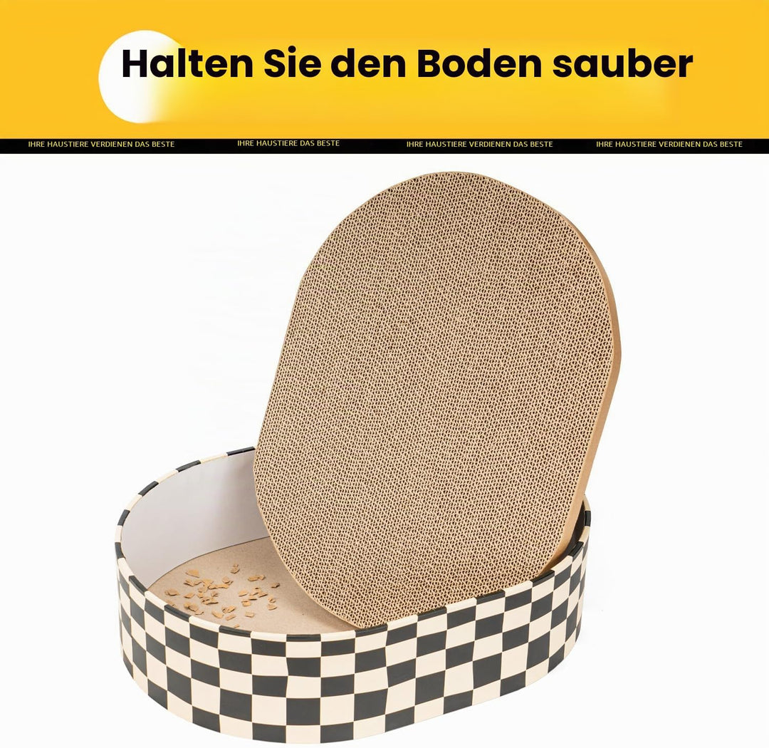 Conlun Kratzbrett Katze, Kratzbox mit 4 Katzen Kratzpappe,Wendbare Katzenkratzbretter aus Robustem W