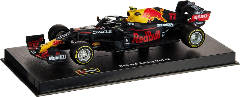 Bburago 1:43 F1 Aston Martin RED Bull Racing RB16B mit Helm Perez, farblich Sortiert, 18-38056-00000