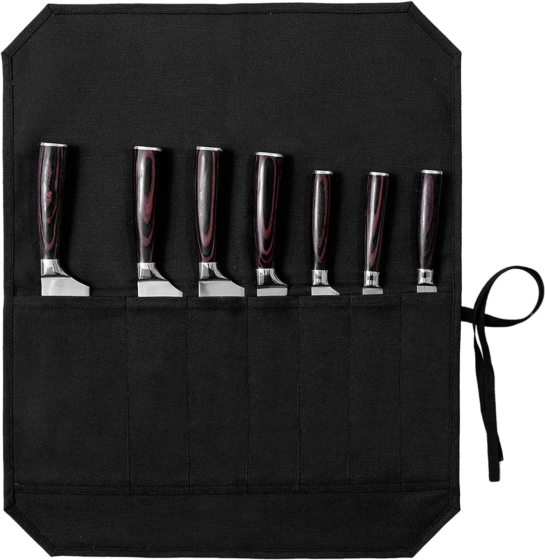 Kaaltisy Gewachstes Canvas-Messer-Rolltasche, Aufbewahrungstasche für Küchenmesser, wasserdichte Mes