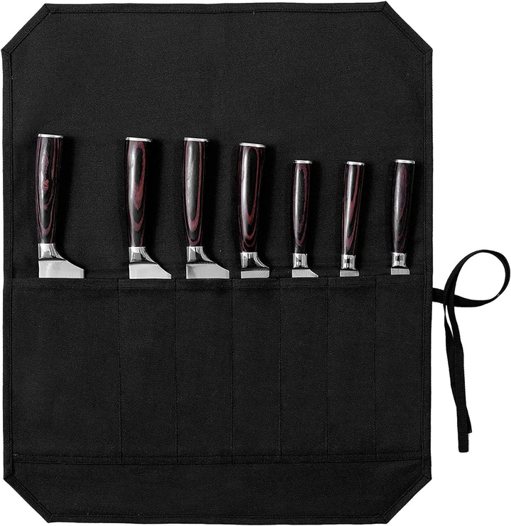 Kaaltisy Gewachstes Canvas-Messer-Rolltasche, Aufbewahrungstasche für Küchenmesser, wasserdichte Mes