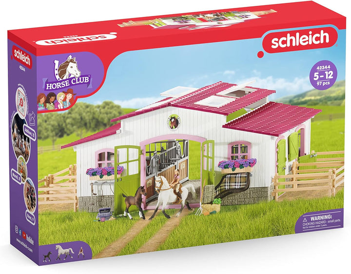 Schleich 42344 Reiterhof mit Reiterin und Pferden, für Kinder ab 3+ Jahren, FARM WORLD, Spielset alt