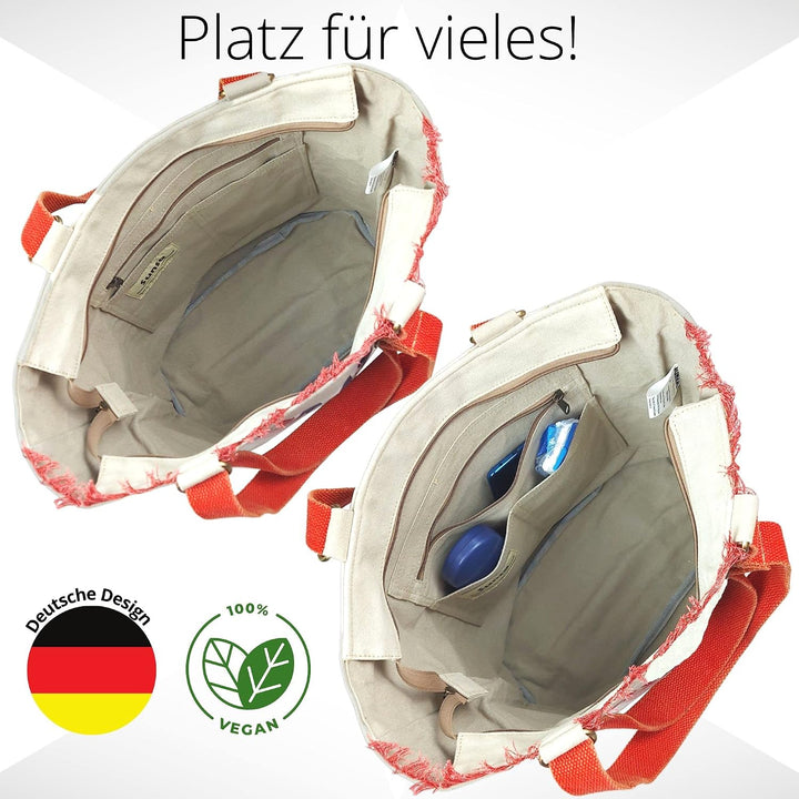 Sunsa XXL Damen Handtasche. Grosse Tasche aus Canvas. Vegane Strandtasche/Schultertasche. Weekender
