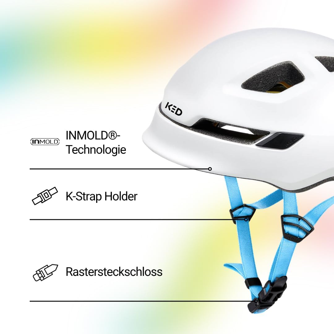 KED Pop MIPS Kinder Fahrrad Helm weiss/blau 2023 S | 48-52cm, S | 48-52cm