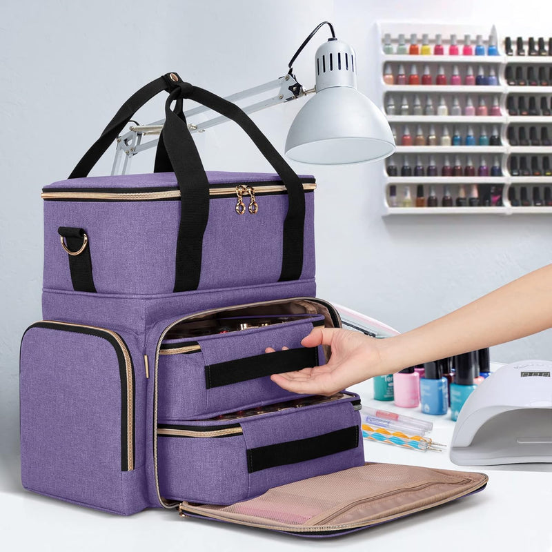 Luxja Nagellack Tasche, Nagellack Aufbewahrung Tasche für 70 Flaschen Nagellack und Nagellampe, Nage