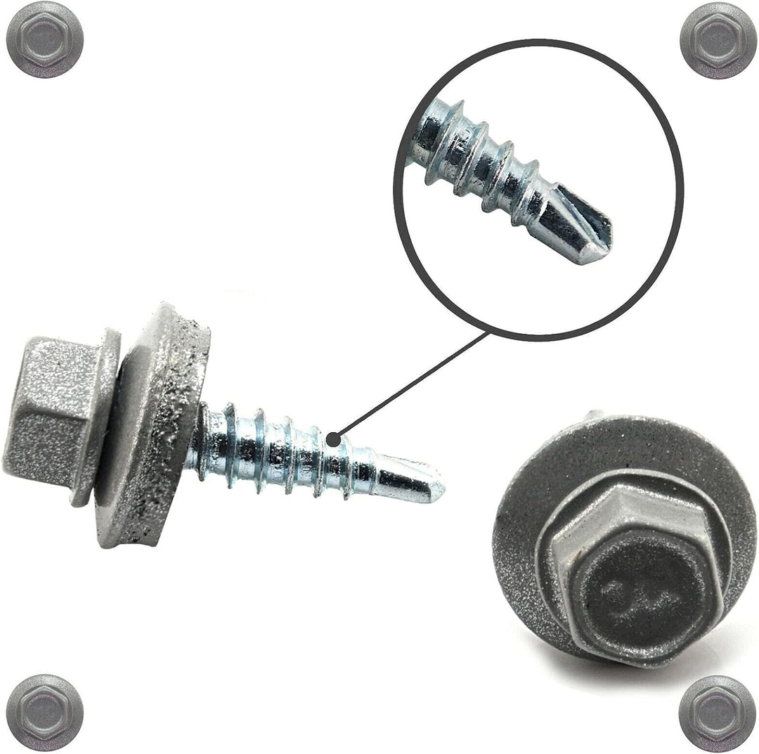 1000 Trapezblechschrauben Bohrschrauben selbstbohrend 4,8x20 RAL 9006 | Dach, Schrauben, verzinkt 10