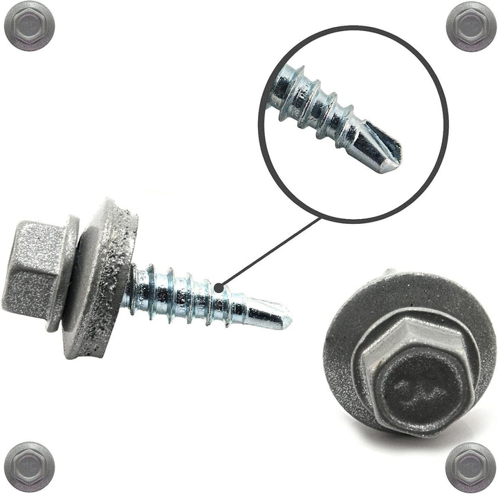 1000 Trapezblechschrauben Bohrschrauben selbstbohrend 4,8x20 RAL 9006 | Dach, Schrauben, verzinkt 10
