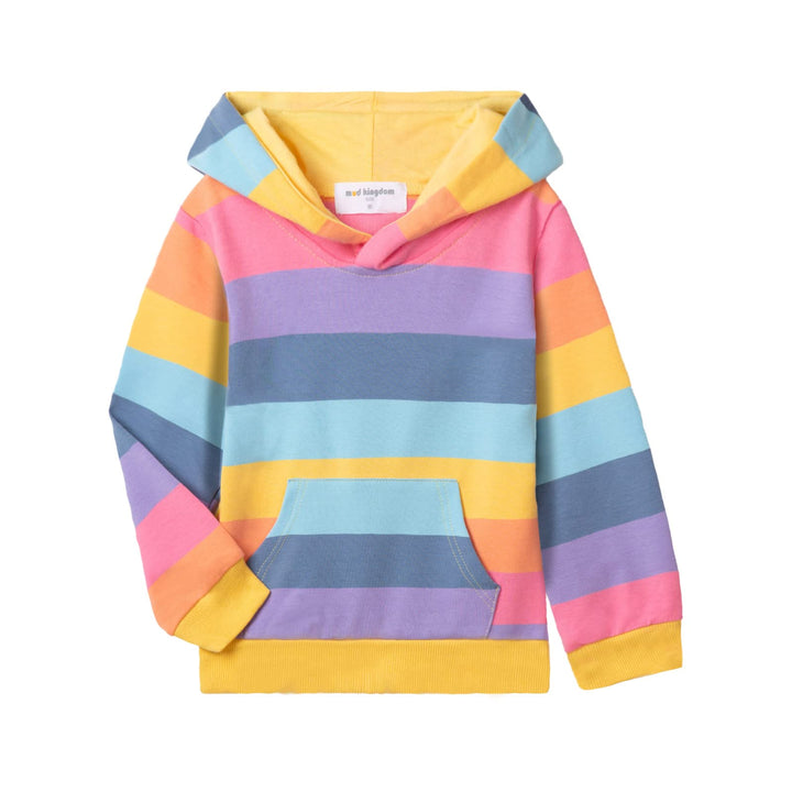 Mud Kingdom Jungen Mädchen Hoodies Pullover Sweatshirts Streifen Patchwork Langarm Krawatte Dye Flor