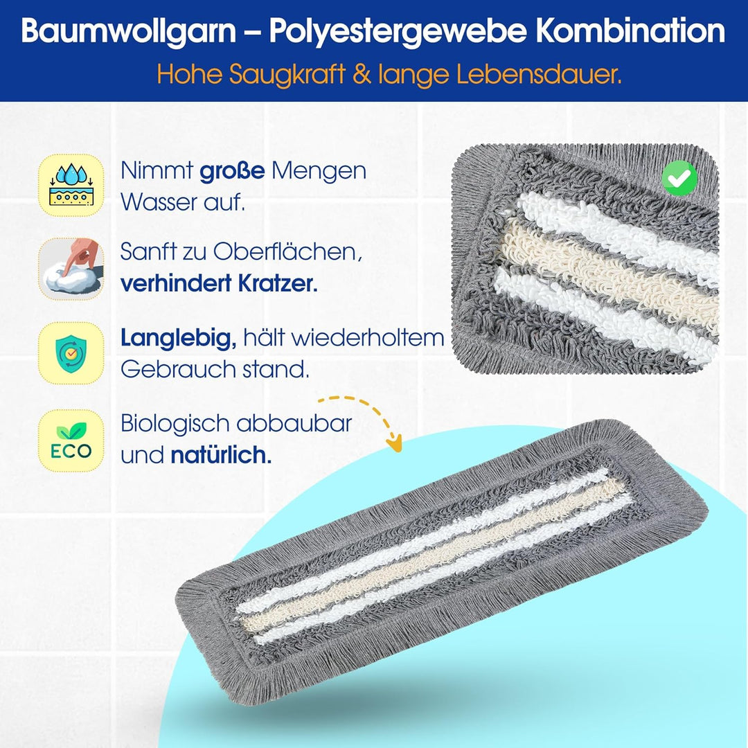 Okaei 10 Stück Wischmopp Bezug (50 cm) - Bodenwischer-Wischbezug für Krankenhäuser & Pflegeeinrichtu
