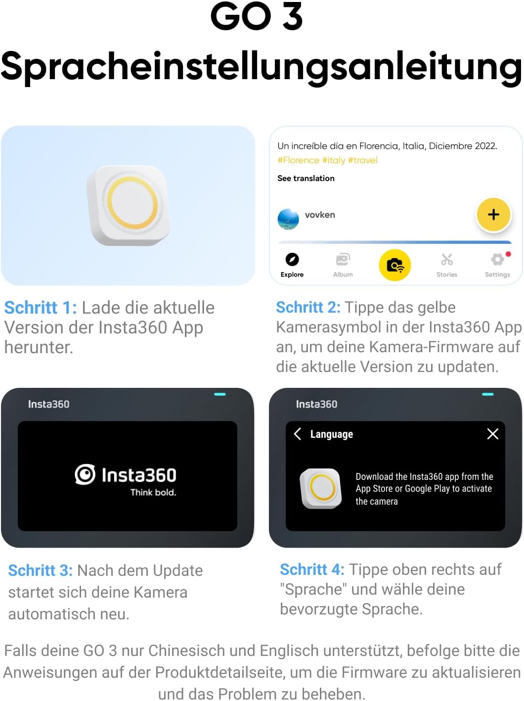 Insta360 GO 3 (64 GB) - Kleine & leichte Action-Kamera, tragbar & vielseitig, freihändige POVs, über