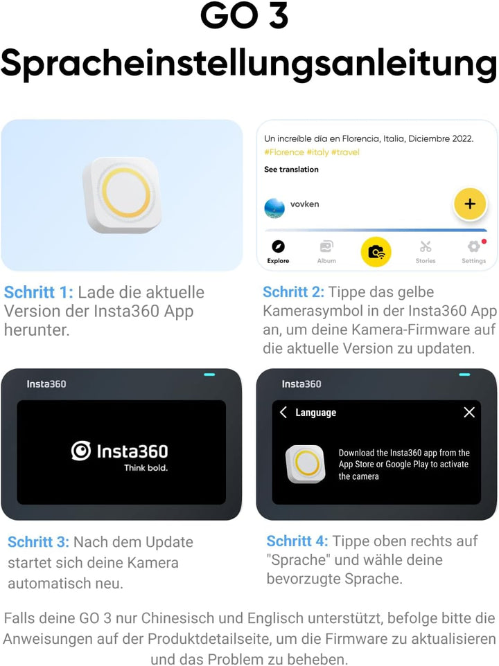 Insta360 GO 3 (64 GB) - Kleine & leichte Action-Kamera, tragbar & vielseitig, freihändige POVs, über