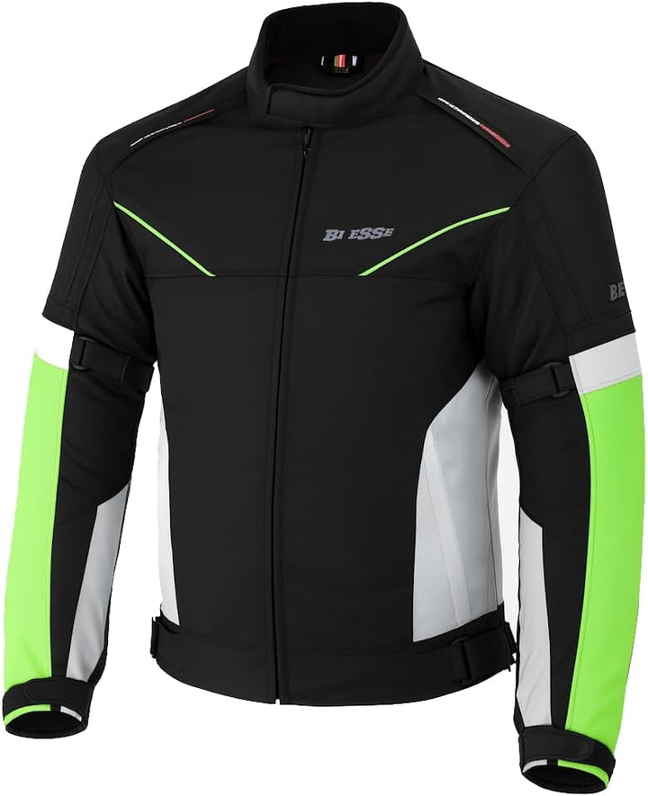BI ESSE Wasserdichte Motorradjacke mit abnehmbaren CE-Protektoren, aus Stoff für Motorrad, Roller, R