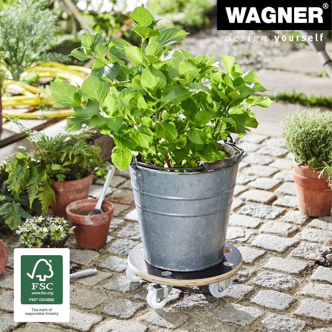 Wagner Pflanzenroller Maxigrip Ø 29 x 8,5 cm I Kübelroller f. Aussenbereich + Innenbereich I Transpo