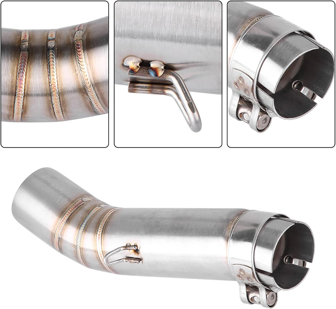 Jadeshay 51mm Auspuff Mittelrohr, Motorrad Slip-on Auspuff Mittleres Edelstahl Auspuffrohr Schalldäm