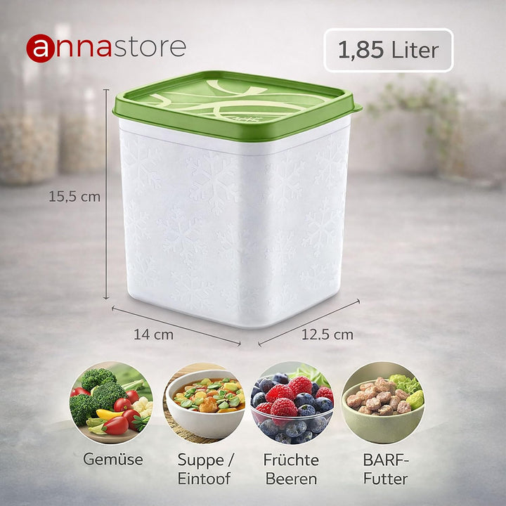 Annastore 6 x hochwertige Tiefkühldosen von -20°C bis + 100°C - Gefrierdosen - Luftdicht - Tiefkühlb