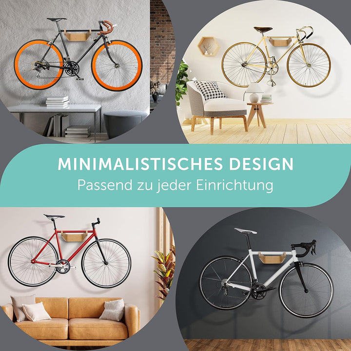 madeco Fahrrad Wandhalterung Holz - FlyBike S Eiche - Design Fahrradhalterung Wand Aufhängung für Wo