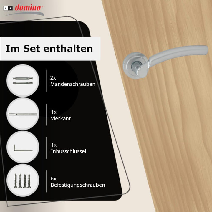 domino Türgriff ZITA-R M6/M18 ohne Schlossrosette Drückergarnitur für Zimmertüren Türdrücker-Set Ros