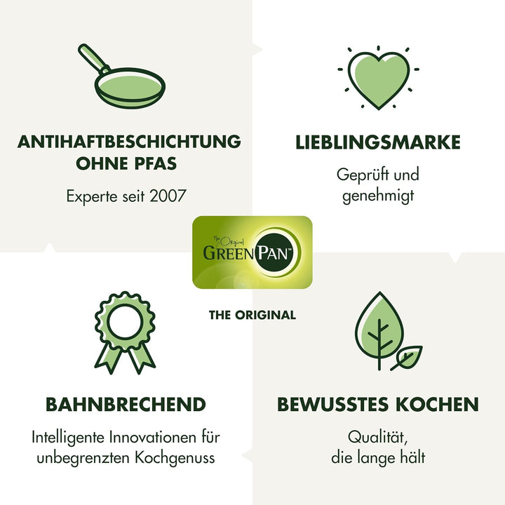 GreenPan Craft Hartanodisierte gesunde keramische Antihaft-Stielkasserole 20 cm/2 Liter, PFAS-frei,