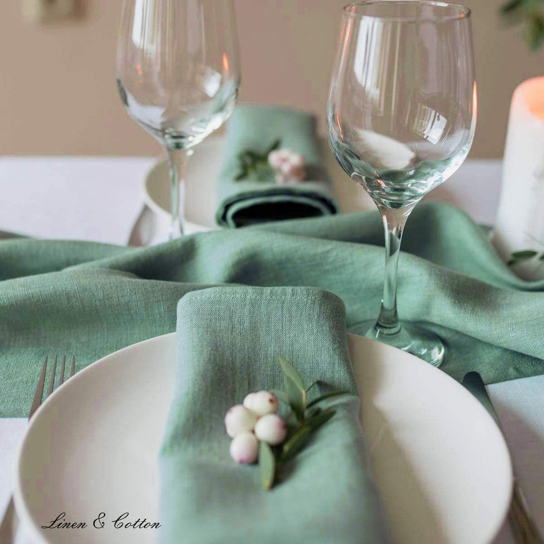 Linen & Cotton Hochwertige 4 x Stoffservietten/Servietten Stoff/Leinenservietten Hygge - 100% Leinen