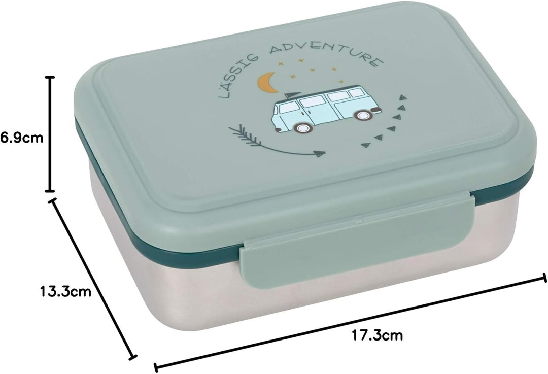 LÄSSIG Kinder Brotdose Edelstahl Lunchbox Frühstücksbox nachhaltig Kindergarten Schule/Adventure Bus